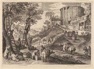 september och oktober av Aegidius Sadeler II after Paul Bril