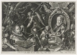 Bartholomaeus Spranger och hans hustru, Christina Muller, 1600 (gravyr på lagt papper) av Aegidius Sadeler or Saedeler