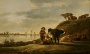 Boskap vid en flod av Aelbert Cuyp