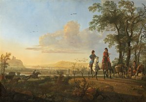 Ryttare och boskapsskötare med boskap av Aelbert Cuyp