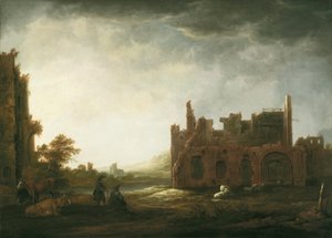 Landskap med ruinerna av klostret i Rijnsburg av Aelbert Cuyp