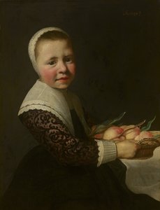 Porträtt av en flicka med persikor av Aelbert Cuyp