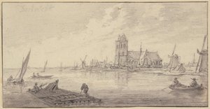 Timmerflottar utanför Dordrecht av Aelbert Cuyp