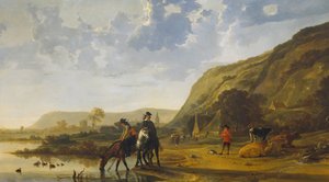 Flodlandskap med ryttare av Aelbert Cuyp