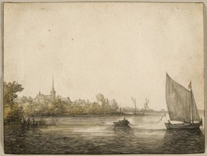 Vy över IJsselmonde sett över New Maas, c.1640 av Aelbert Cuyp