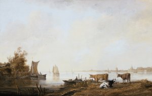 Utsikt över Maas nära Dordrecht av Aelbert Cuyp