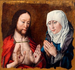 Kristus visar sin mor spiksåren i sina händer, ca. 1490.