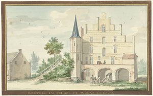 Slottet och skolan i Wouw SLOTT OCH SKOLA I WOW (titel på objekt) av Aert Schouman