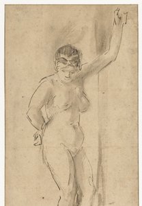 Stående naken kvinna med upphöjd arm av Aert de Gelder (attributed to)