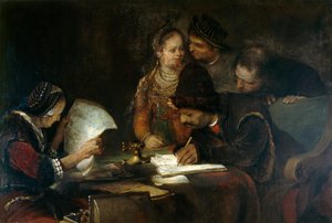 Äktenskapskontraktet, ca 1670 (olja på duk) av Aert de Gelder