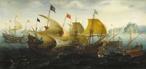Slaget vid Cadiz 1587 av Aert van Antum
