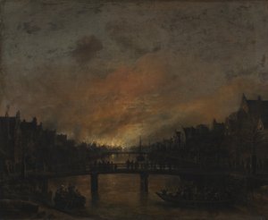 Brand i Amsterdam by Night av Aert van der Neer