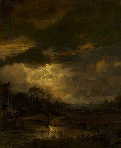 Landskap vid solnedgången av Aert van der Neer