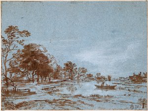 Flodlandskap i månsken av Aert van der Neer