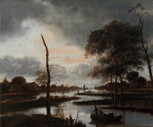 River View: Evening (olja på duk) av Aert van der Neer