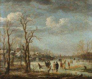 Flodutsikt på vintern, 1630-60 av Aert van der Neer