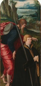 Lazarus uppståndelse Inre vänstra flygeln av en triptyk med den manliga donatorn och St James the Greater av Aertgen Claesz van Leyden (attributed to)