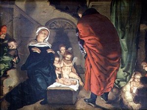 Nativity (olja på duk) av Aertgen Claesz van Leyden