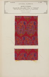 Figurerat sidentygsprov tillverkat i Herat, från The Collection of the Textile Manufacturers of India, av John Forbes Watson, publicerat 1866 av Afghan School