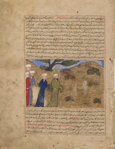 Folio från en Majma al-tawarikh (Compendium of History) av Hafiz-i Abru; recto: Jesus and Sam, Timurid period, c.1425 (ogenomskinlig akvarell, bläck och guld på papper)