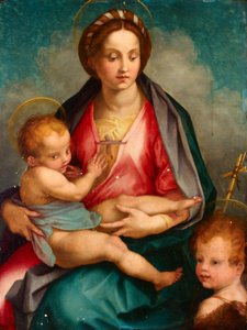 Madonna och barn med Johannes av Andrea del (after) Sarto