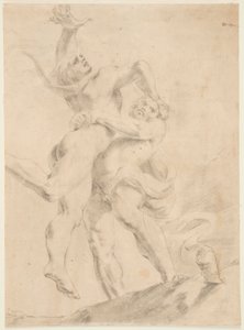 Studie för Hercules och Antaeus av After Annibale Carracci