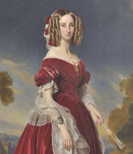 Franska: Portrait de la reine Louis-Marie en robe rouge Porträtt av drottning Louise Marie i röd klänning