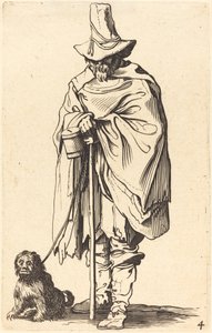 Tiggare med hund av After Jacques Callot