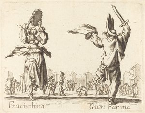 Fracischina och Gian Farina av After Jacques Callot