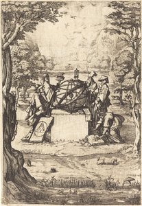 Frontispice for the Sacred Cosmologia (Titel med astrologer) av After Jacques Callot