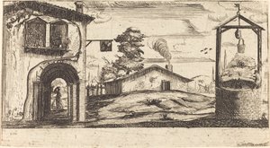 Landskap med en brunn av After Jacques Callot