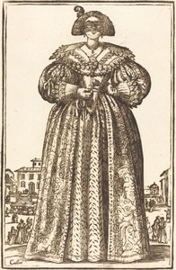 Maskerad ädel kvinna av After Jacques Callot