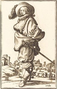Adel man med pälsplastron av After Jacques Callot