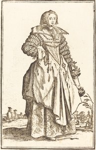 Adlig kvinna med stor krage av After Jacques Callot