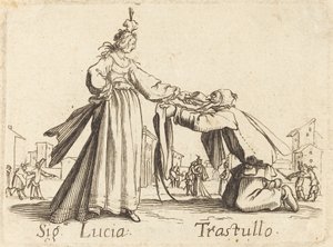 Tecken. Lucia och Trastullus av After Jacques Callot