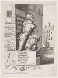 Staty av Pasquin i kardinal Ursinos hus, publicerad efter 1582., publicerad efter 1582. av After Nicolas Beatrizet.
