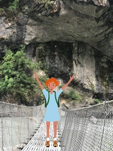 Walking on a Bridge , 2023 (digital konst på fotografi) av Agnes Girardon