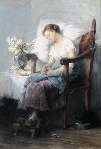 Sömn (olja på duk) av Agnes Grunenwald