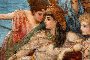 Antonius och Kleopatras flykt från slaget vid Actium, ca 1897 (olja på duk) av Agnes Pringle