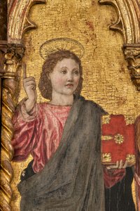 Kröning av jungfrun och helgonen, Polyptyk på gyllene bakgrund, detalj av 2384569 (tempera på panel) av Agnolo and Bartolomeo degli Erri