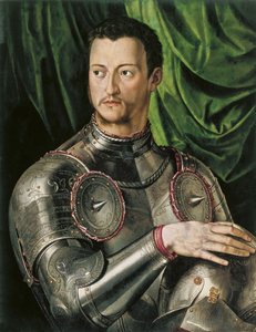 Porträtt av storhertigen av Toscana Cosimo I de Medici 1519-1574 i rustning av Agnolo Bronzino