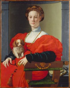 Porträtt av en dam i rött (Francesca Salviati?) av Agnolo Bronzino