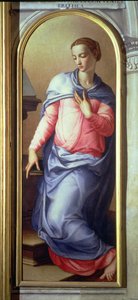 Jungfrun, högra panelen av en bebådelse, 1555 (se även 82440) av Agnolo Bronzino