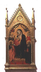 Madonna del Latte med helgon (tempera på panel) av Agnolo Gaddi