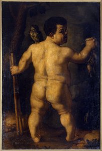 Nano Morgante. Porträtt av en av de mest kända dvärgarna vid Cosimo I:s hov av Medicis (andra hälften av 1500-talet). Peinture de Agnolo Allori, kallad brons (1503 - 1572) av Agnolo Bronzino
