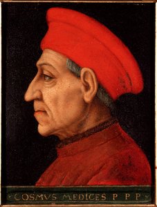 Porträtt av Cosimo (Cosimo de Medici), känd som Cosimo den gamle Medici (1389-1464) Målning av Allori Angelo di Cosimo dit Bronzino (1503-1572) Palace Medici-Riccardi (Medici Riccardi) Florens av Agnolo Bronzino