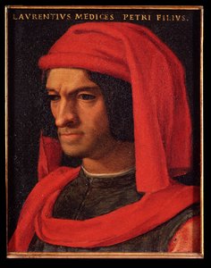 Porträtt av Laurent den magnifika (Lorenzo il Magnifico) (olja på koppar) av Agnolo Bronzino
