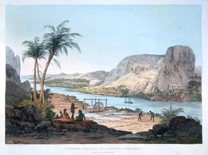 Exteriör vy av de två templen i Ybsambul, Egypten, 1820