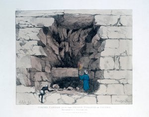 Tvångspassage i den andra pyramiden i Giza, Egypten, 1820