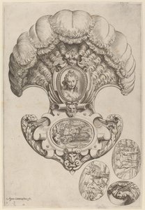 Ett huvudstycke i form av en fläkt av Agostino Carracci